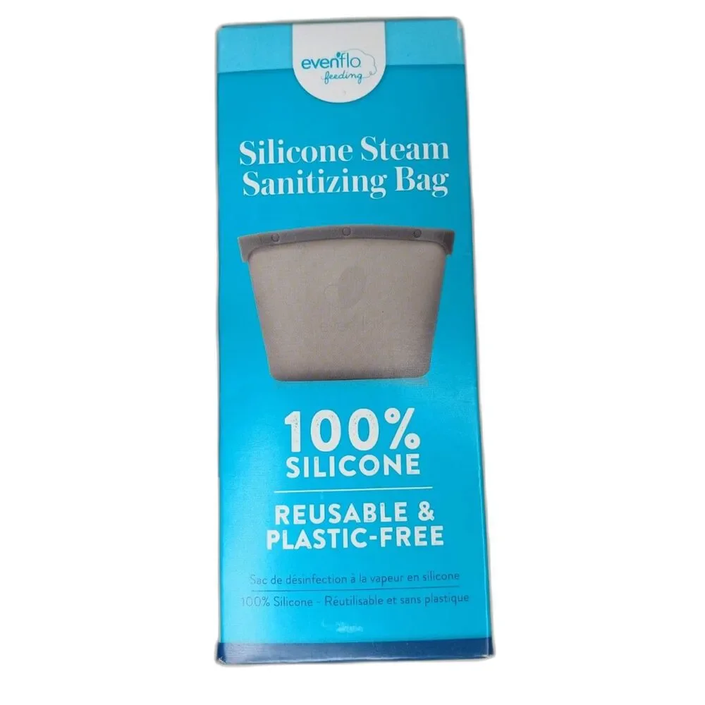 Evenflo Feeding Silicone Steam Sanitizing Bag Reusable Plastic-Free Grey NEW